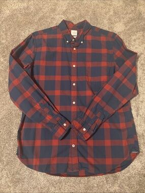 GAP Men's Button-Down Plaid Shirt - Navy & Red
